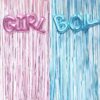Gender Reveal Metallic Decoration Set - Blue and Pink Curtains - Boy or Girl Foil Balloons Baby Gender Surprise