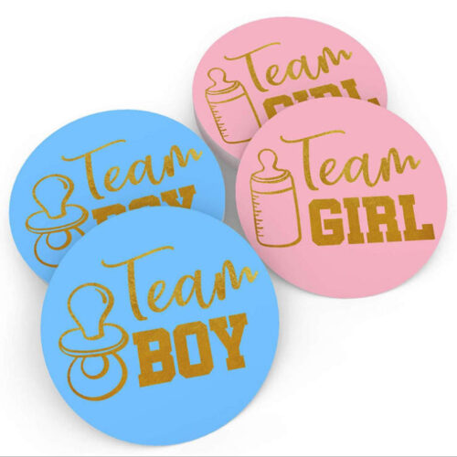 Decorative Party Team Girl and Team Boy Stickers
