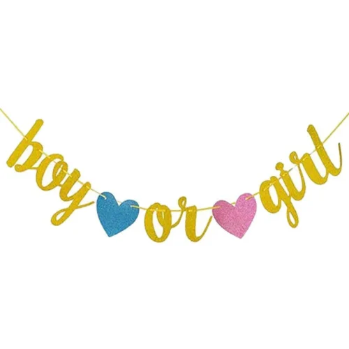 Gender Reveal - Boy or Girl Hearts Banner