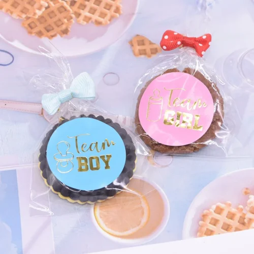 Decorative Party Team Girl and Team Boy Stickers Baby Gender Surprise