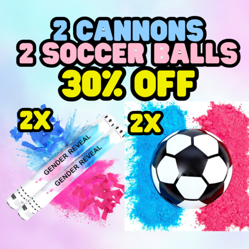 30% OFF BUNDLE - 2 x Biodegradable Confetti and Smoke Cannon 45 cm + 2 Soccer Ball Kits