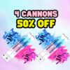 50% OFF BUNDLE – 4 x Metallic Confetti and Smoke Cannon 45 cm Baby Gender Surprise