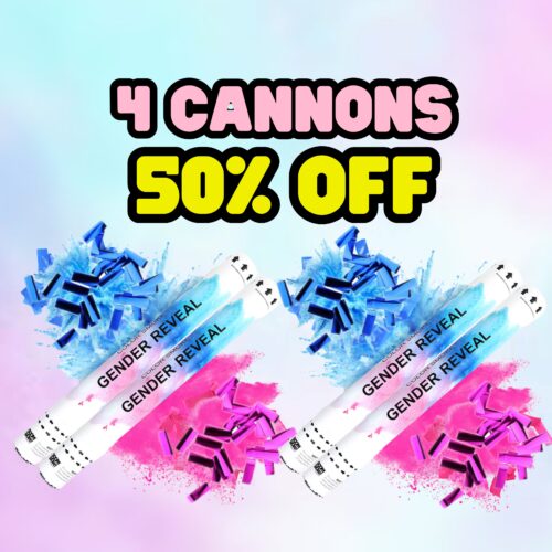 50% OFF BUNDLE – 4 x Metallic Confetti and Smoke Cannon 45 cm
