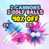 40% OFF BUNDLE - 2 x Metallic Confetti and Smoke Cannon 45 cm + 2 Golf Balls