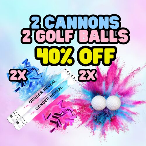 40% OFF BUNDLE - 2 x Metallic Confetti and Smoke Cannon 45 cm + 2 Golf Balls
